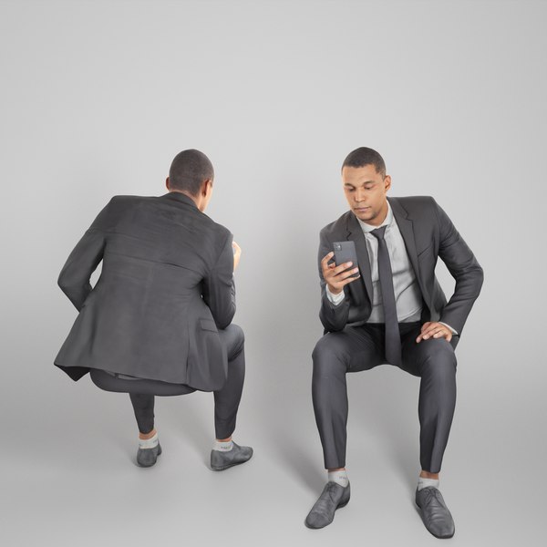 Sitting businessman with smartphone 290 model