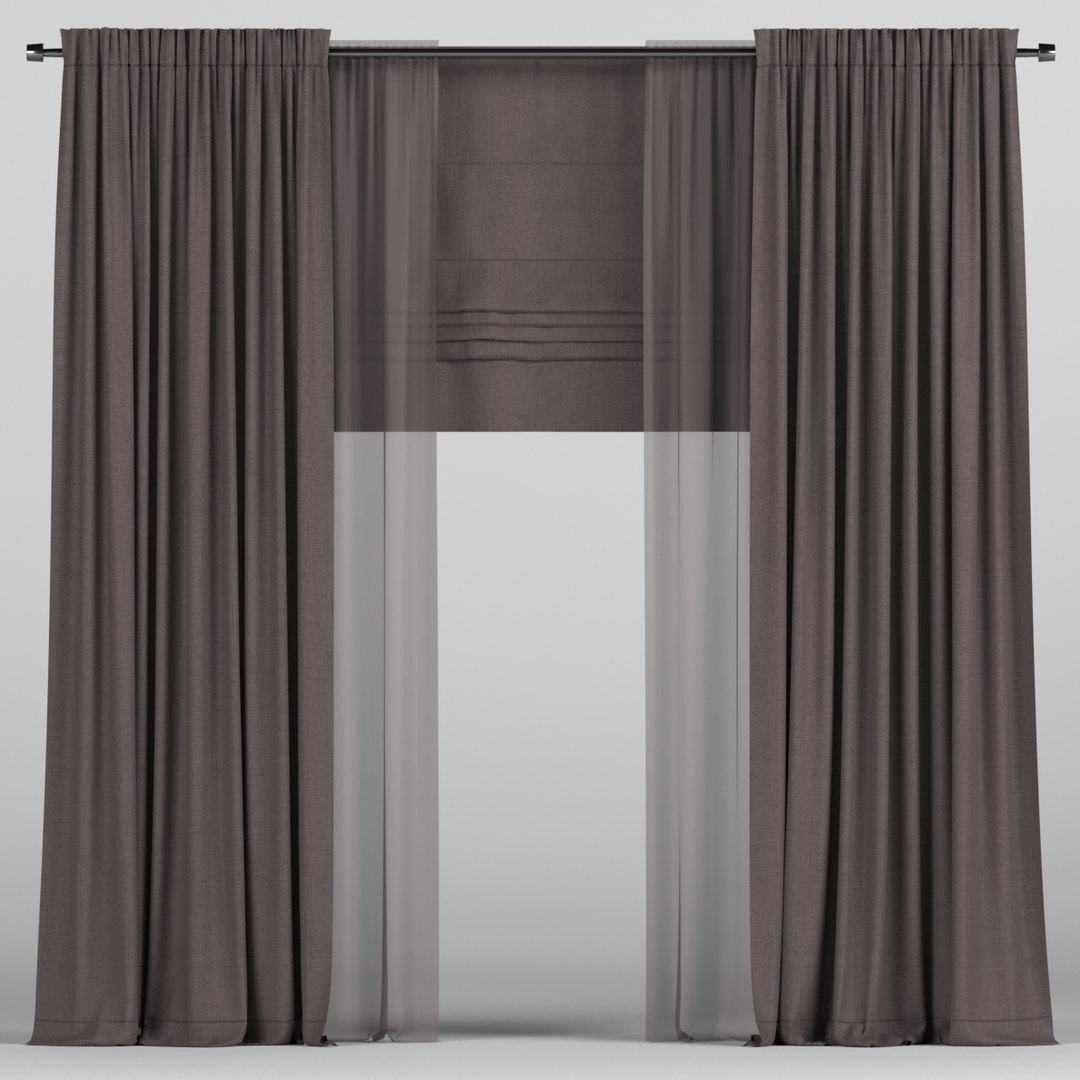 3D curtain tulle roman - TurboSquid 1589048