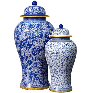 Decorative floor porcelain vase flowerpot pot urn jar Chinese 3D model