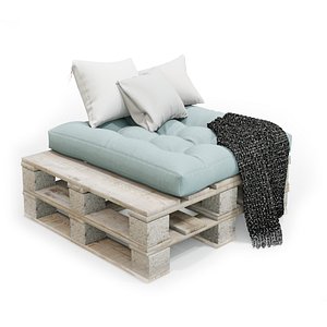 Stylish Couch with Pillows for outdoors 3D model