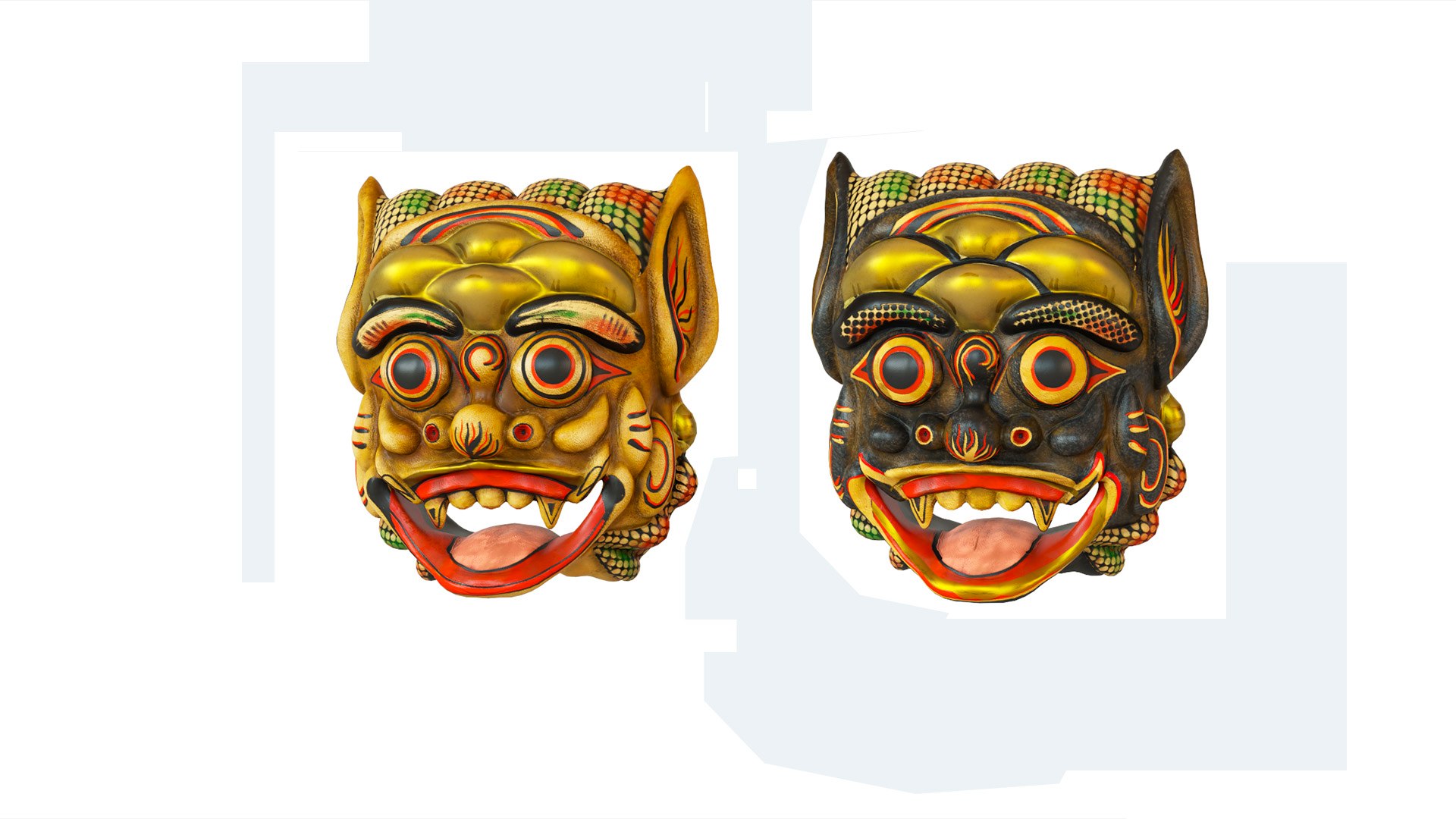 Balinese barong mask 3D https://p.turbosquid.com/ts-thumb/Zi/mG23R5/X3/z009/jpg/1693930244/1920x1080/fit_q87/3fae1003c3109a8a7869961b58cc80c70e902344/z009.jpg