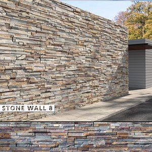 3D Seamless Stone Wall 8 (Stacked Slabs)