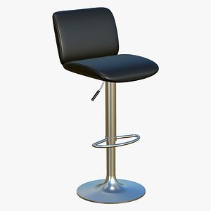Stool Chair Black Leather 3D model