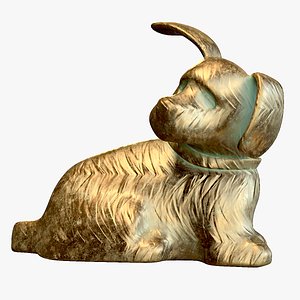 3D Bronze Dog Statuette