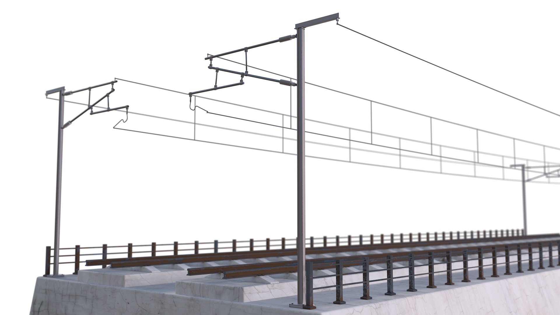 High Speed Rail Bridge Section 3D Model - TurboSquid 1991745