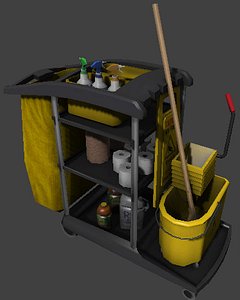 3d cleaning janitor cart model