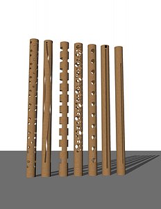3D bamboo bollard lights architectural model