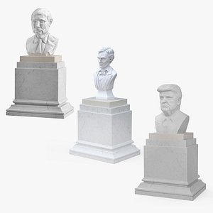 Marble Busts of Presidents on Pedestal Collection 3D model