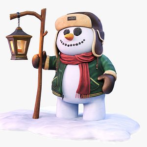 stylized snowman snow 3D model