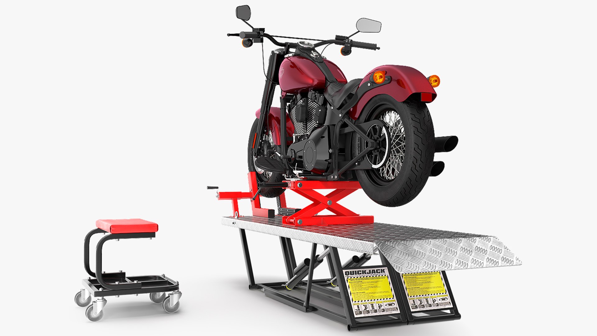 QuickJack Motorcycle Lift with Harley Davidson Softail Slim 3D model preview