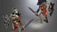 Animated Low Poly Warrior Skeleton Character