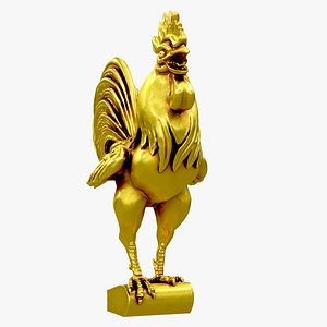 3D gold rooster statue