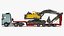 Volvo FH and Excavator VOLVO EC380El on Lowboy Trailer 3D model