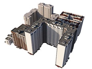 Modern High-rise Residential Apartment Building 3D Model