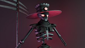 Skeleton King Lowpoly Character Dark Villain 3D model