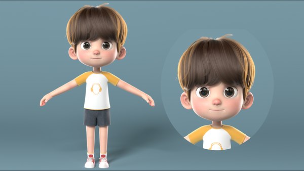 Cartoon cute boy 3D model