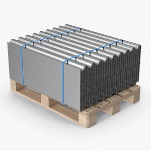 Metal Roof Tiles On Wood Pallet 3D model