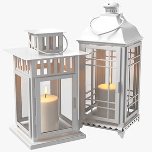 Two Candle Lantern White