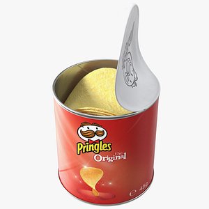 3D Open Pringles Original Potato Chips Small Can