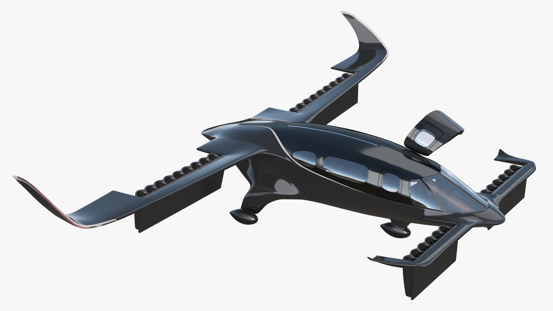 Air Taxi Black Rigged for Cinema 4D 3D model preview