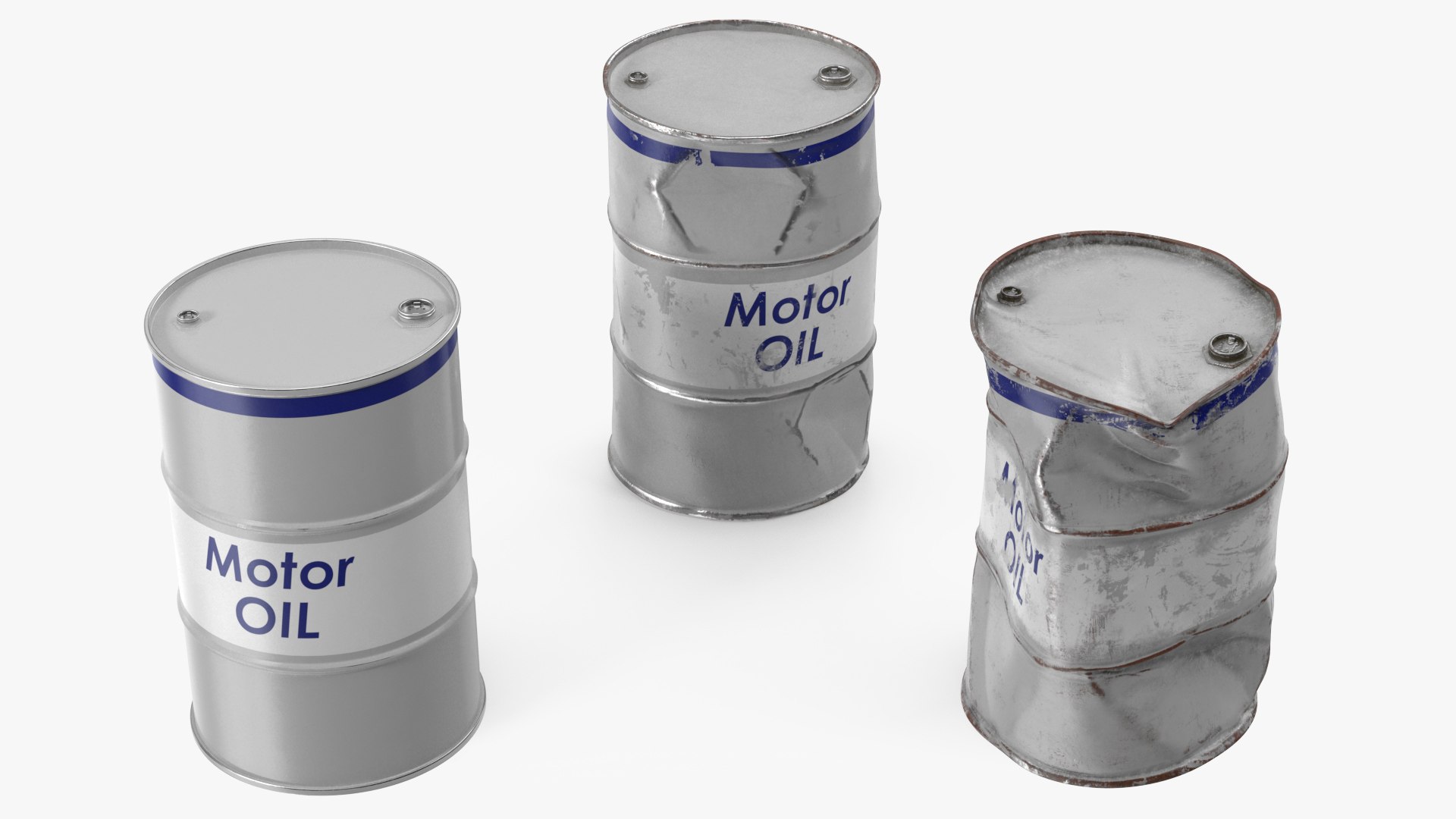 Motor Oil Barrels Set 3D model preview