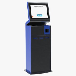 3D Blue Self-Service Check-In Kiosk