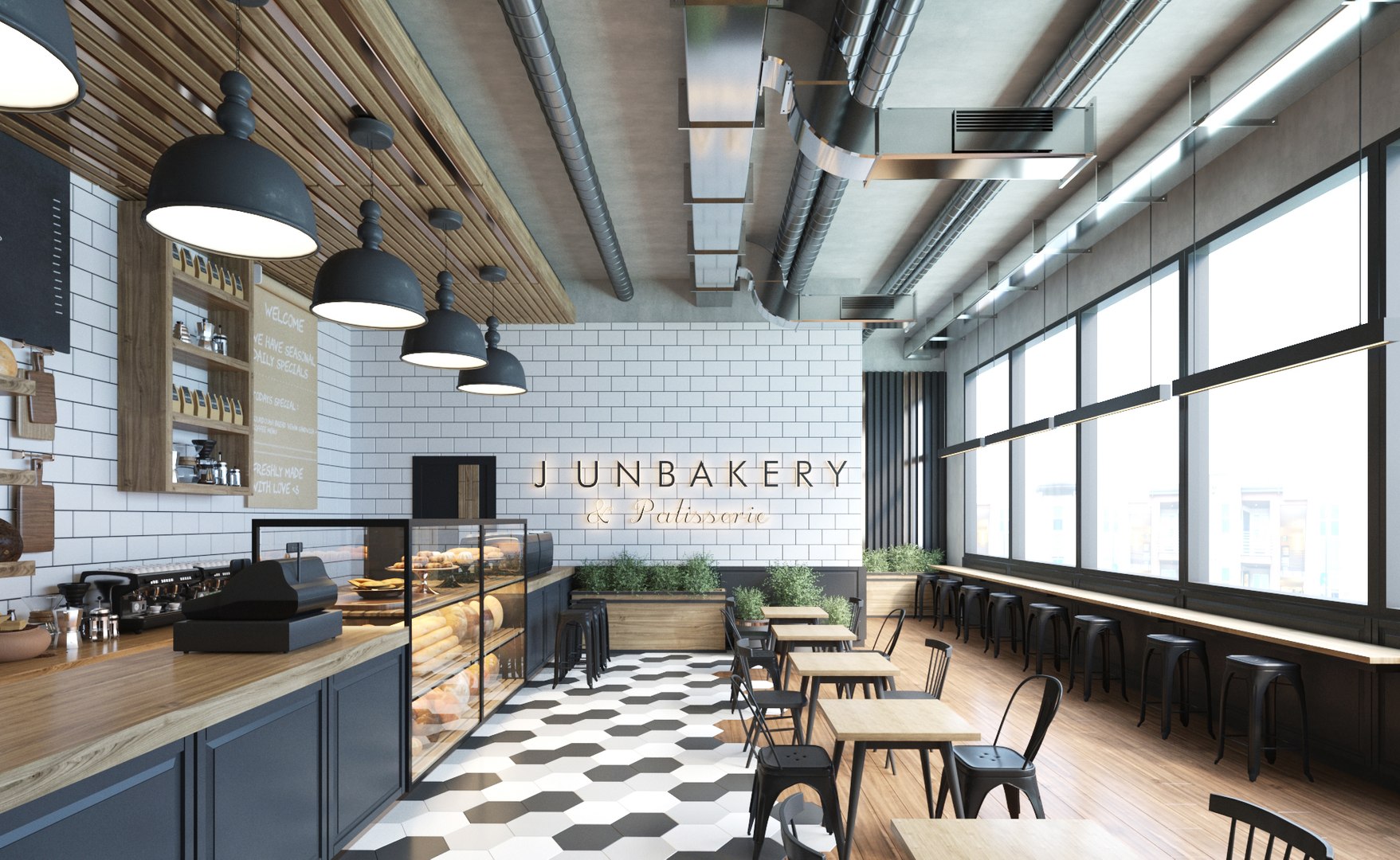 3D Modern Bakery And Patisserie Store Interior Model - TurboSquid 2009457