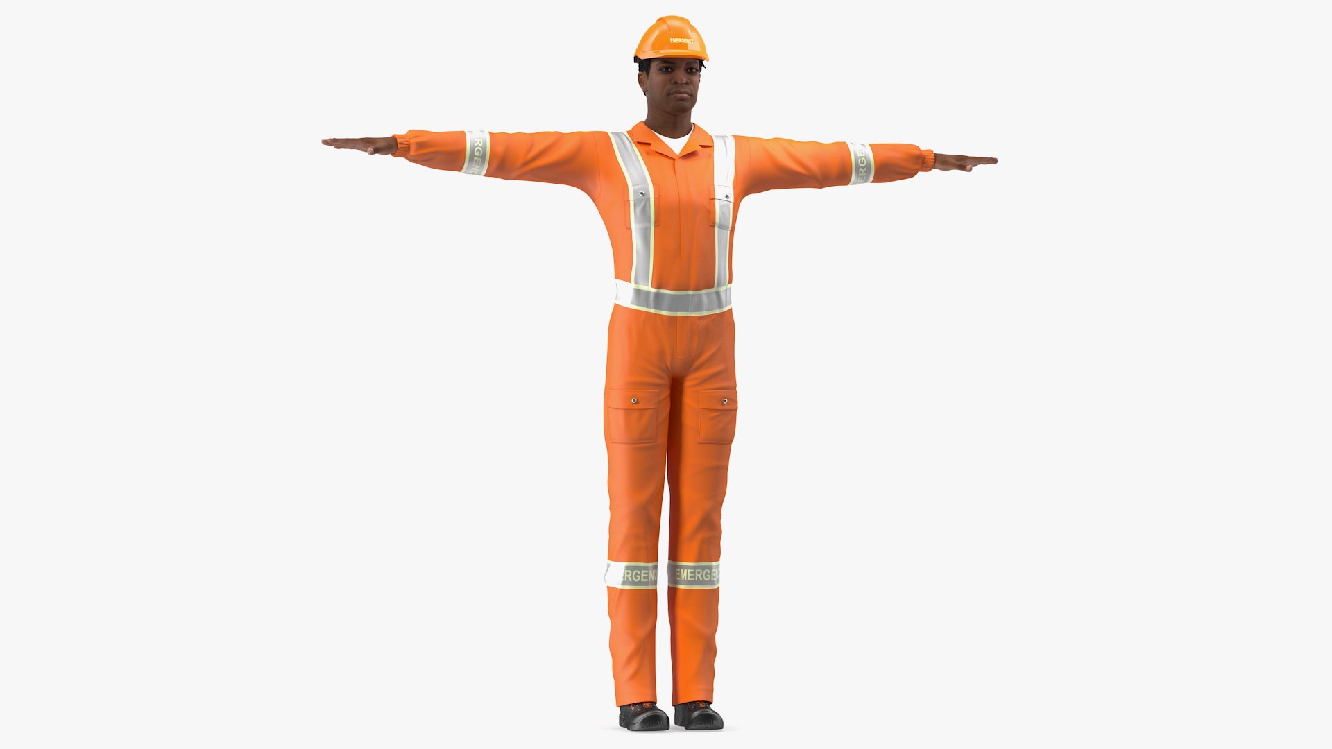 Light Skin Black Rescuer T Pose 3D model preview