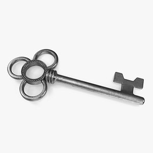 3D Traditional Skeleton Key Silver model
