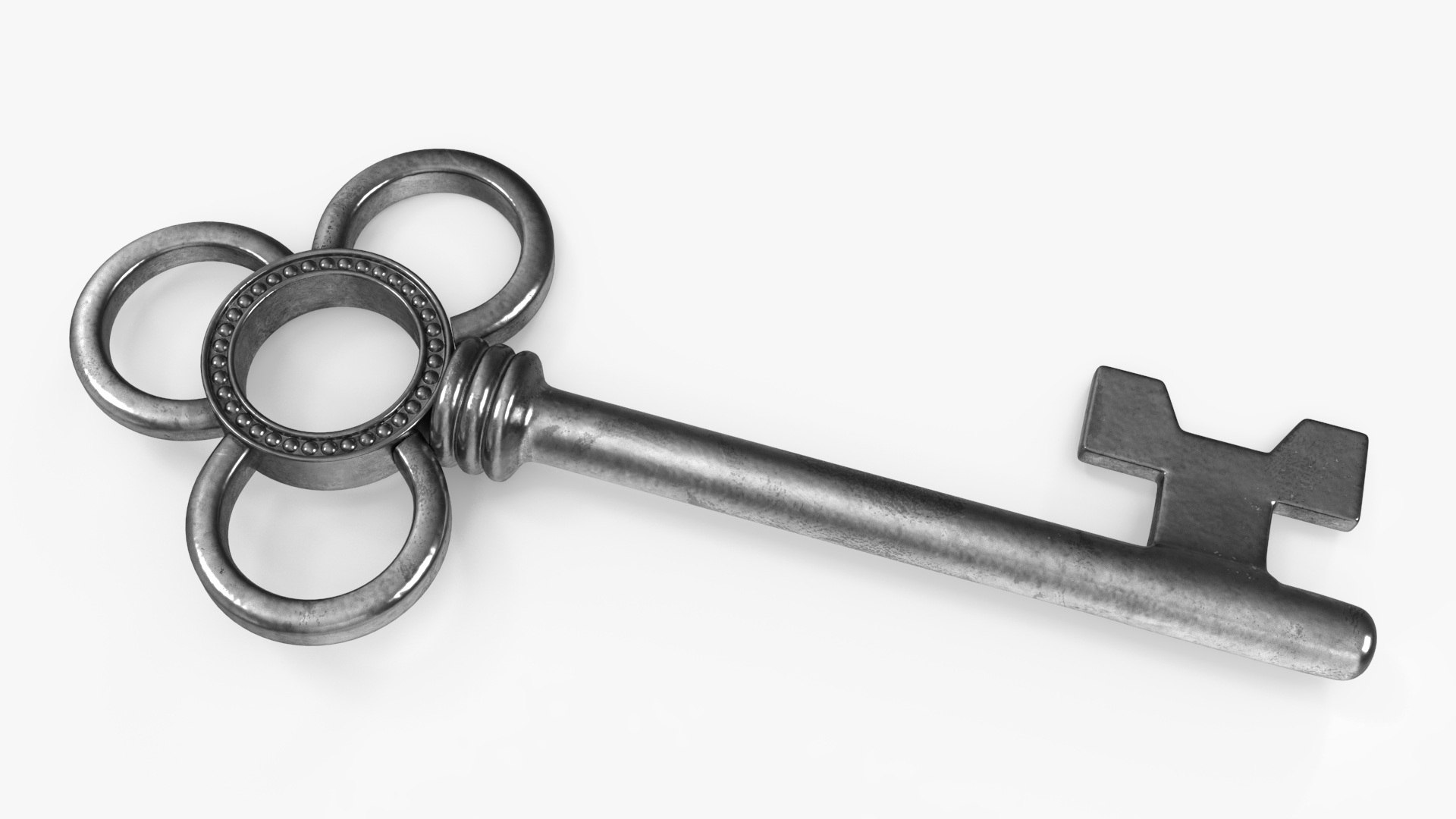 Traditional Skeleton Key Silver 3D model preview
