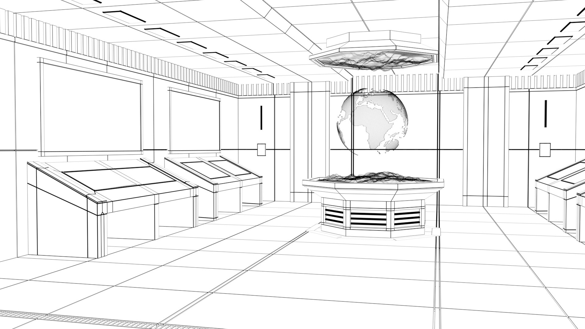 Sci Fi Futuristic Control Room Model - TurboSquid 2361991