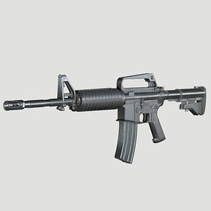 CAR-15 Assault-Rifle Worn PBR Low-poly 3D model