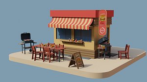 3D Five Stores of High Quality Low-poly 3D model model