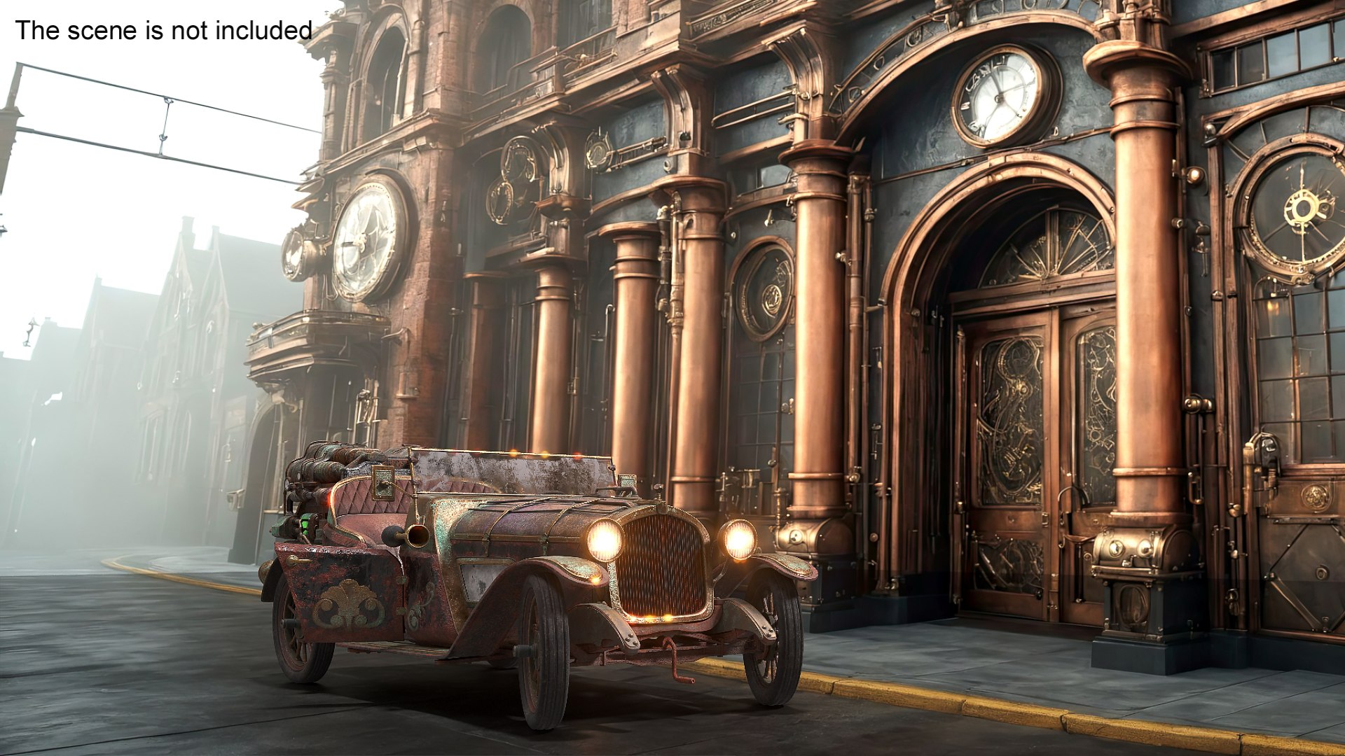 3D Rusty Old Steampunk Convertible Rigged For Cinema 4D Model ...
