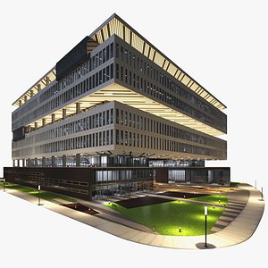 Modern Office Building Night Glow model