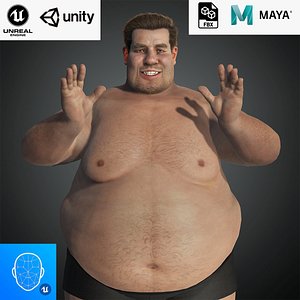 Realistic Fat Man Naked character 3D model