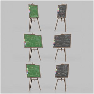Complete Wooden Chalkboards - Standing Writing Board Collection 3D model