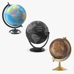 World Globes with Stand Collection 3D model