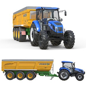 3D Tractor and Joskin Farm Trailer