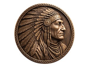 Antique medallion of a Native American chief - 3D Print model