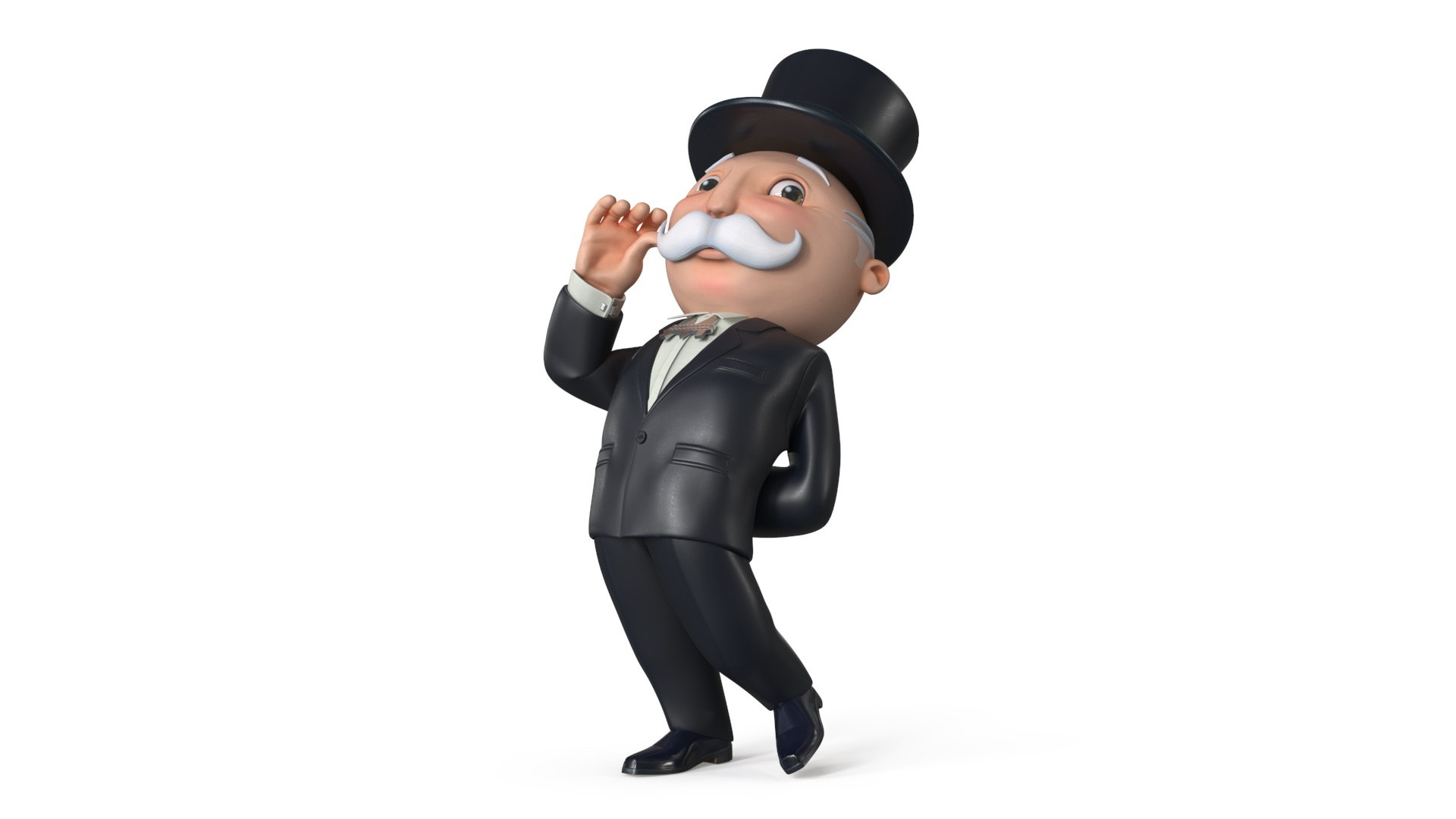 Mr Monopoly Moustache Twirl Pose 3D model preview