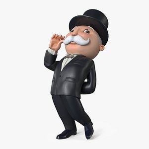 Mr Monopoly Moustache Twirl Pose