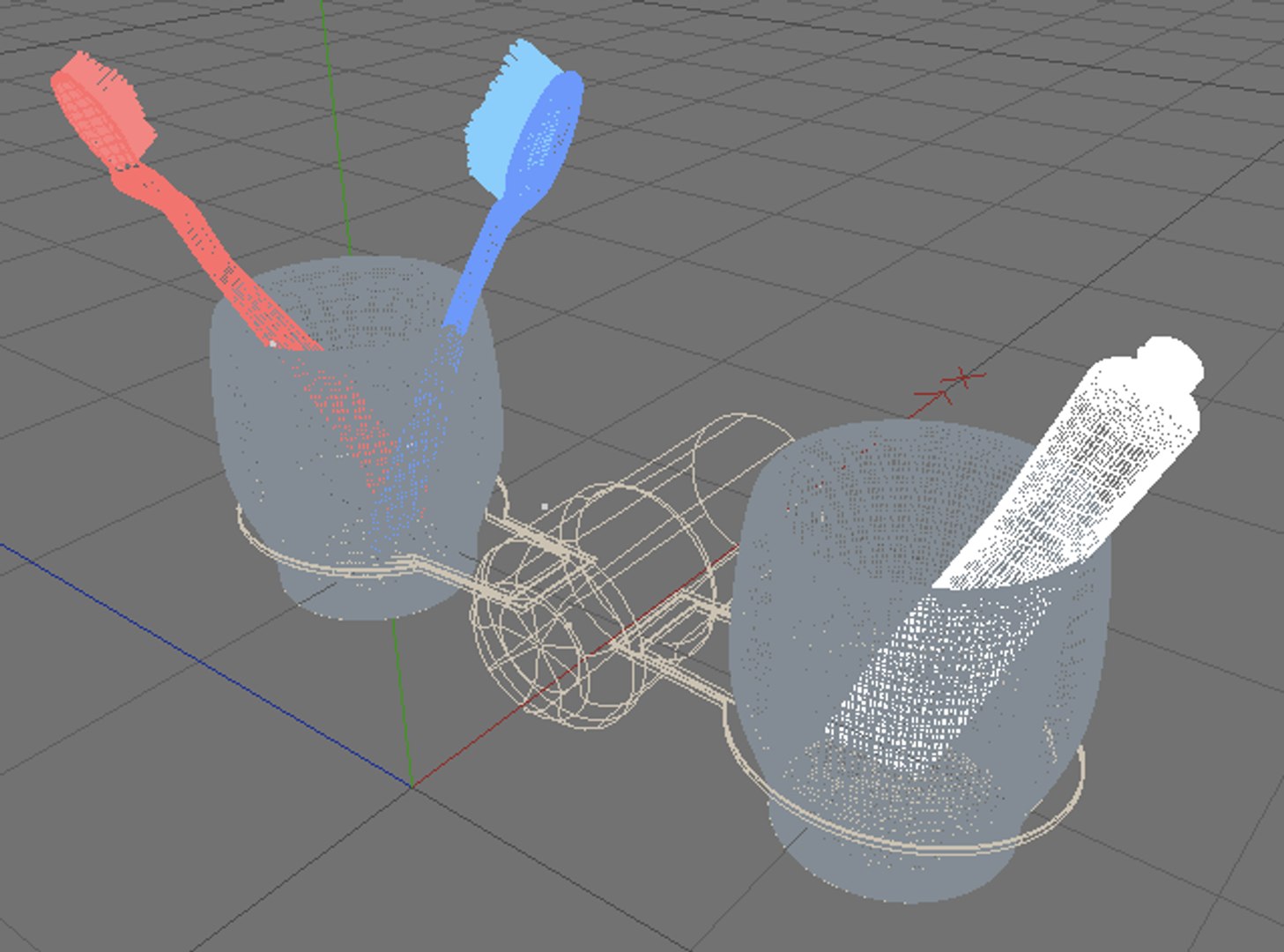 3d Toothbrush Set Model