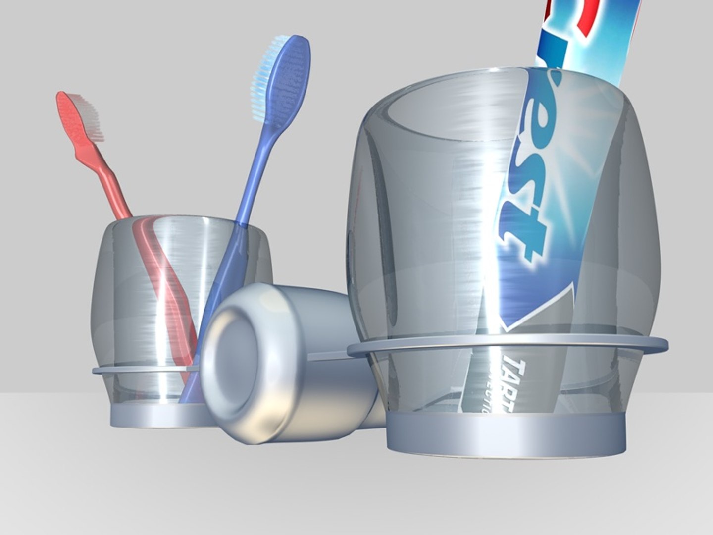 3d Toothbrush Set Model