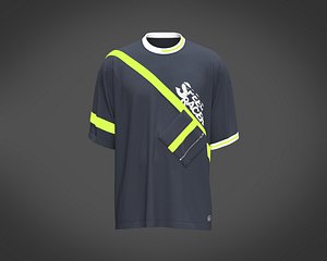 Oversized speed racer graphic tee with the contrast of neon 3D