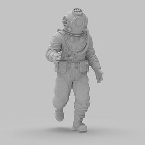 3D Realistic Vintage Diver Character for 3d prin