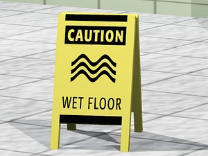 3d wet floor sign model