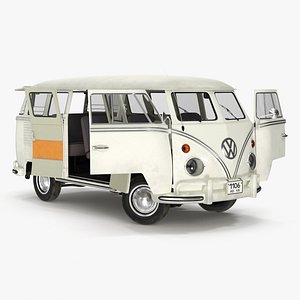 3D Vintage Volkswagen Type 2 Transporter Bus Rigged