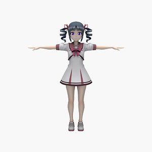 Anime Schoolgirl V4 3D model