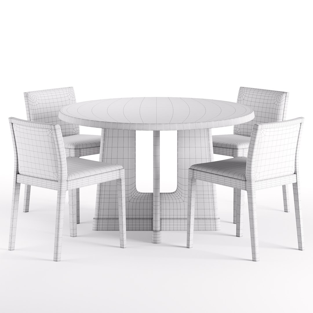 3D Como Dining Chair And Innis Round Dining Table Model - TurboSquid ...